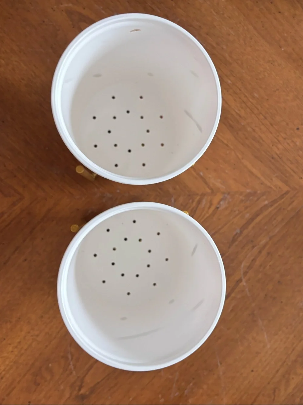 Lifewit White plastic utensil holders with Gold Metal Stands - Set of 2